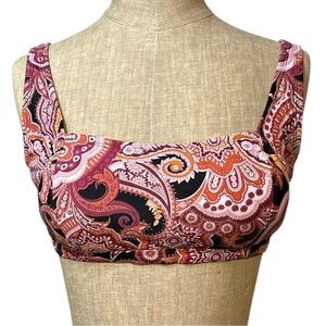 Aqua Couture Paisley Bikini Top XL Multicolor Boho Swimwear Adjustable Back